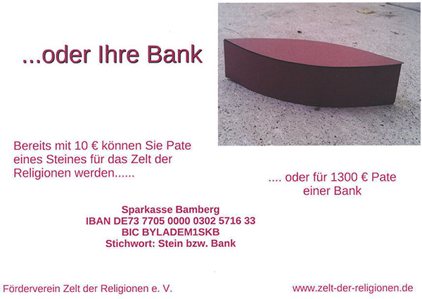 ... oder spenden Sie eine Sitzbank für den Inneraum des Zeltes!